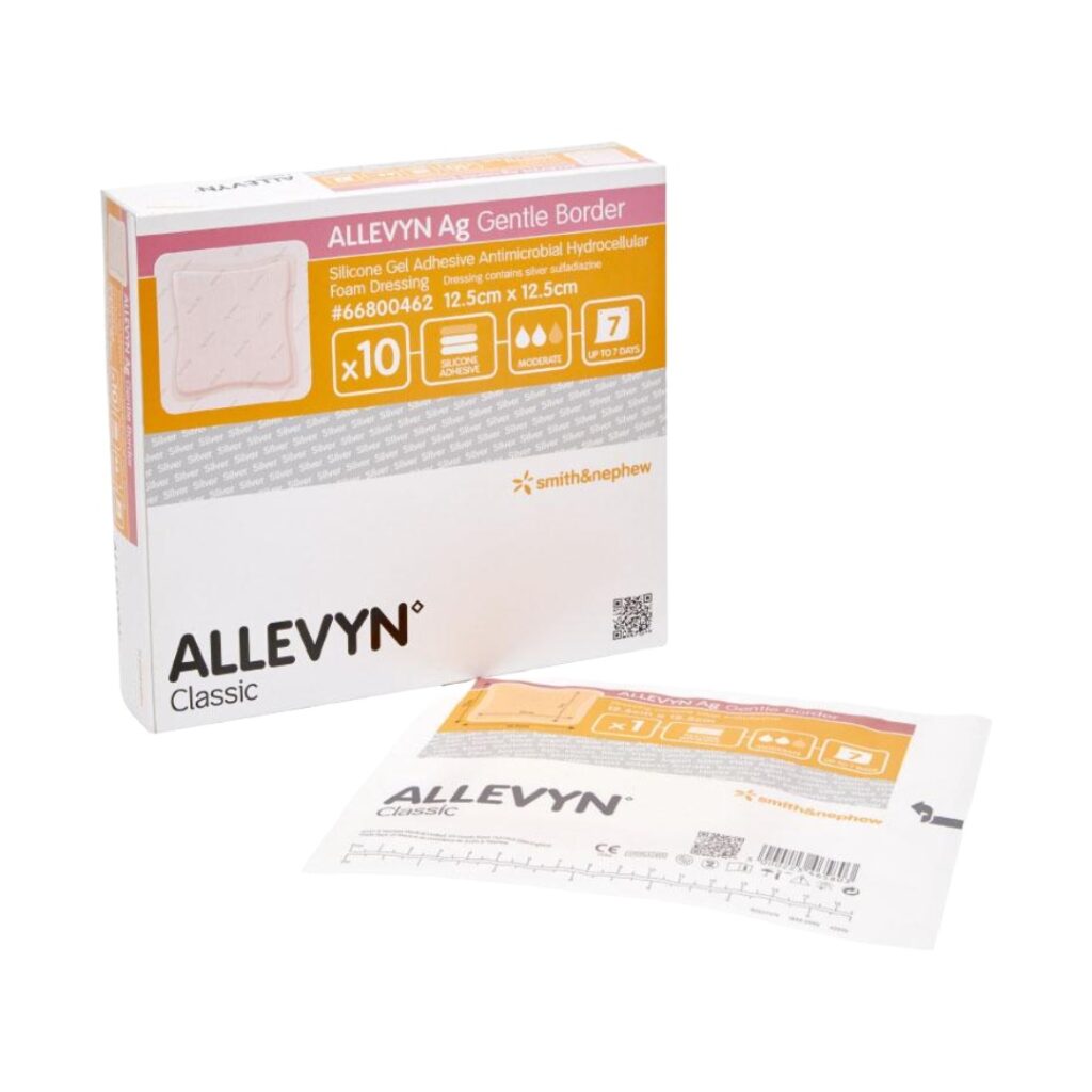 Smith & Nephew 施樂輝 Allevyn Ag Gentle Border 銀海綿敷料 12.5 x 12.5cm 10片