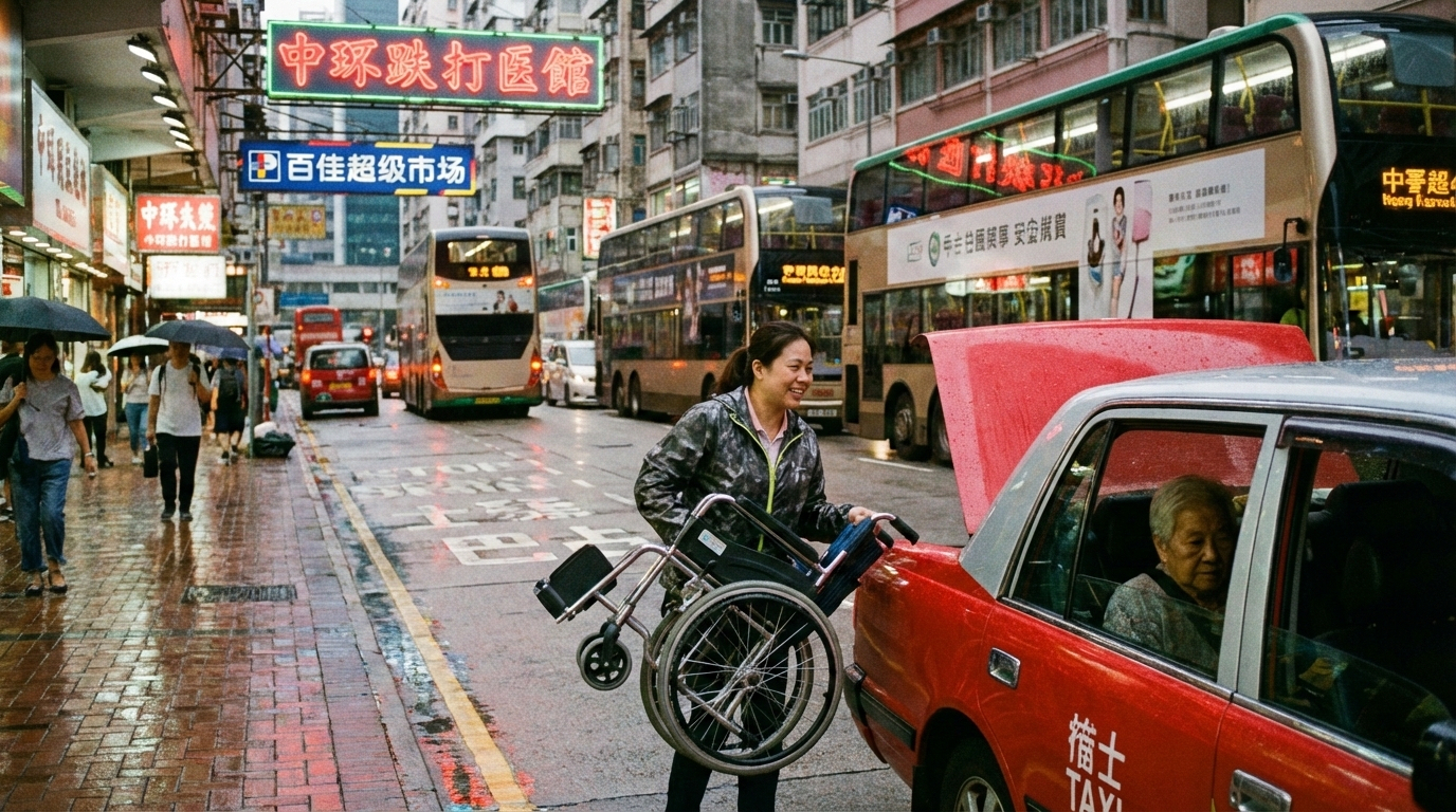 香港的士後備箱收納快速摺疊輪椅實測 比較體積與重量